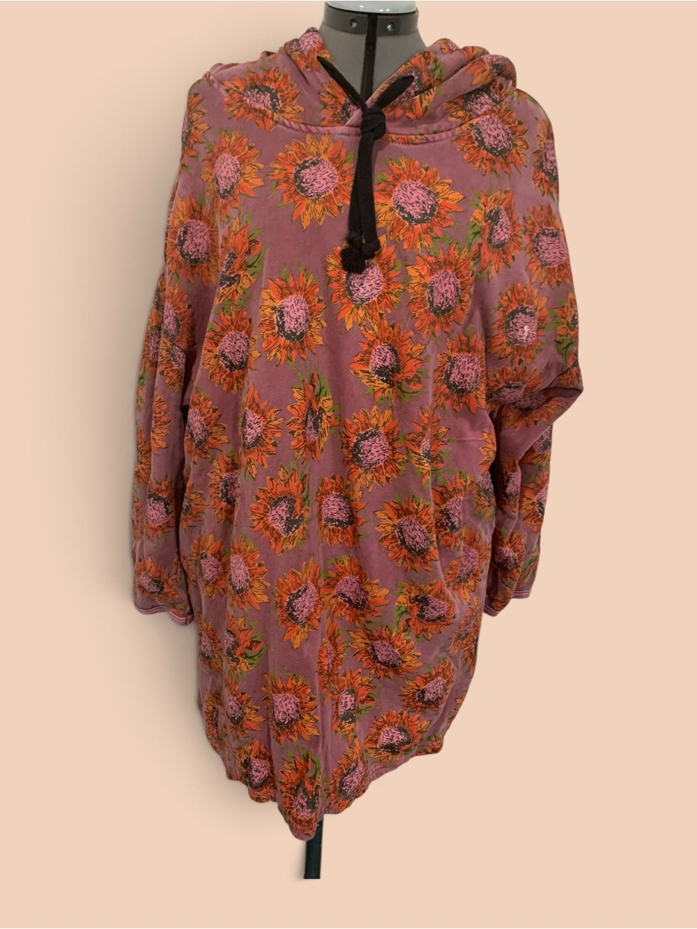 Natural Life Sunflower Print Hooded Tunic - Pink & Orange Floral